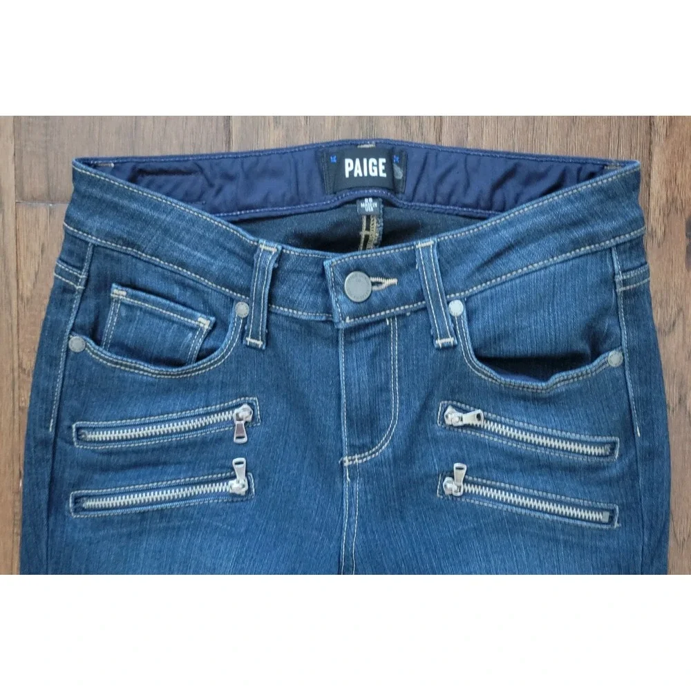 PAIGE Womens 25 Edgemont Dual Zipper Denim Blue Jeans Size 26x31 Made in USA 001